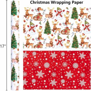 Christmas Wrapping <b>Paper</b> Reindeer Snowman Tree Design 17 In X 32.8 Ft Double Side Recyclable Gift Craft <b>Paper</b> - Product Image 5