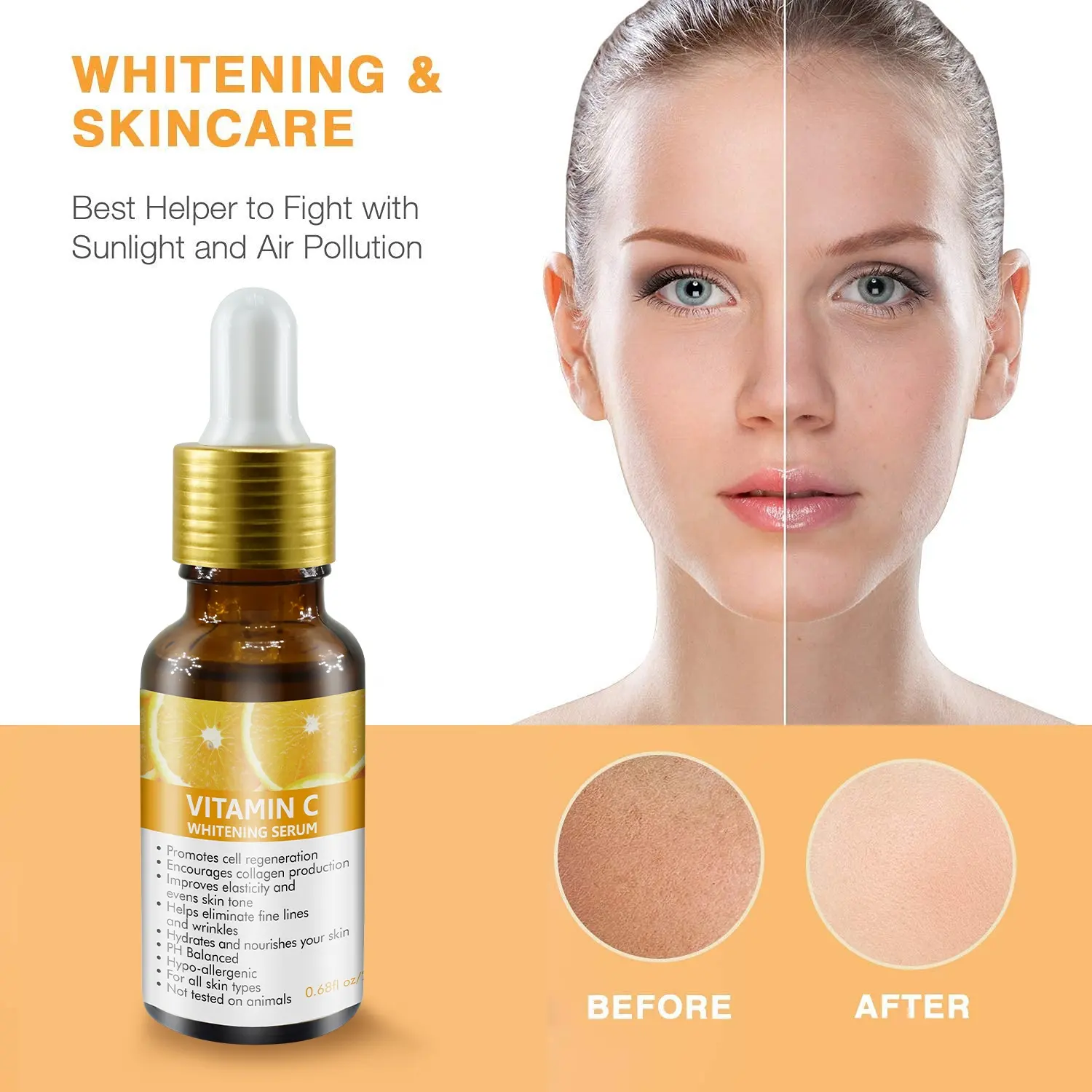 Private Label Natuurlijke 20% Vitamine C A Retinol Collageen Anti Veroudering Rimpel Whitening Gezicht Huidverzorging Vc Serum