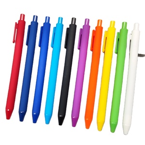 Haute valeur Macaron couleur Gel stylo presse en plastique étudiant papeterie avec Logo personnalisé encre bleue en gros - Product Image 1