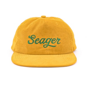 หมวกแก๊ปคอร์ดูรอยปักโลโก้แบบไม่มีโครงสร้าง 5 ชิ้นส่วน สีเหลือง แบบ Snapback - Product Image 2