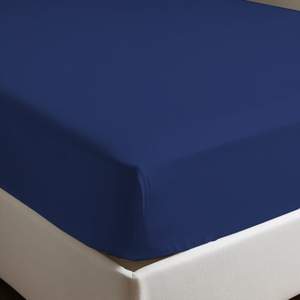 Drap-housse 100% coton bleu allemand simple 90x200cm - Product Image 1