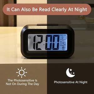 Küçük Dijital LCD Ekranlı Modern Tasarım ABS Malzemeli Masaüstü Çalar Saat Sıcaklık Takvim Pilli Erteleme Özellikli Masaüstü Ev Saati - Product Image 5