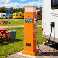 Pilier de recharge intelligent tout-en-un en acier inoxydable 304, socle de charge RV IP66, borne électrique extérieure pour eau et courant