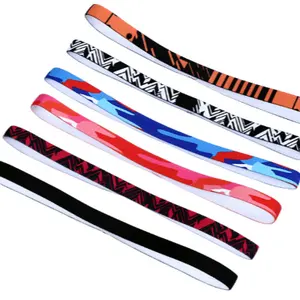 Groothandel Custom Non Slip Head Band Siliconen Grip Enkele Yoga Gym Vrouwen Elastische Zweetband Sport Hoofdband