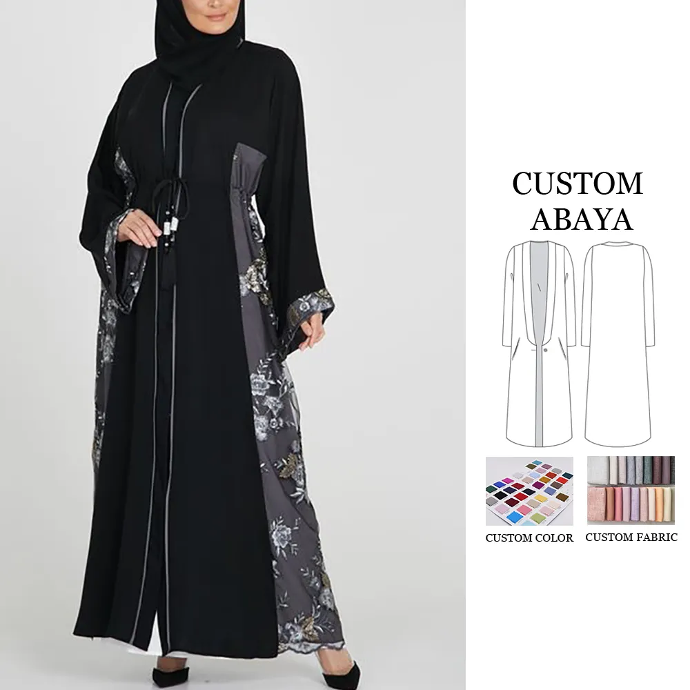 100% Polyester Imprimé Dubaï Abaya Moderne Style Marocain Caftan Robe Décontractée Élégante À Manches Longues Maxi Robe Traditionnelle XL M"