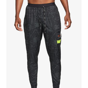 Pantalon de jogging pour homme, coupe droite, style hip-hop, en toile respirante, motif automnal, logo à la taille, taille mi-haute, fermeture éclair, devant plat, pantalon de sport - Product Image 1