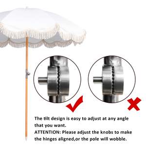 Изготовленный на заказ портативный деревянный столб Бохо пляжный зонт роскошный пляжный зонт с бахромой с кисточками - Product Image 5