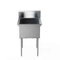 RVS 201/430 commerciële spoelbak op maat, gepolijste afwerking, antislip oppervlak, achterwand 1,2 mm