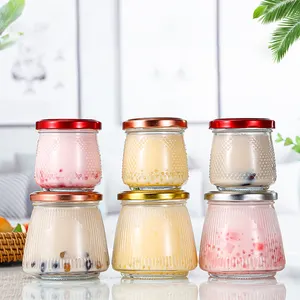 Factory Wholesale Unique Transparent Wide Mouth Empty Food Storage Glass Honey Jam Jar With Metal Lids
