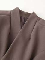 Manteau long décontracté à épaulettes pour femme, nouvelle collection 2026, style rétro chic en laine à manches longues et taille cintrée