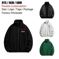 Blouson matelassé personnalisé pour homme en polaire, entièrement zippé, à col montant, chaud, décontracté, coupe ample, pour l'hiver