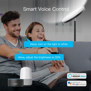 China Wholesale Modern Remote Control App Control Smart Home Voice Control 2.4G WiFi RGBW Dimmable Iron Torchiere LED Floor Lamp - Product Image 3