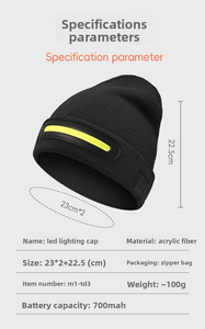 5h IP68 impermeable USB recargable LED faros gorra linterna <span class=keywords><strong>Bluetooth</strong></span> gorro de punto con Control táctil para deportes al aire libre - Product Image 5
