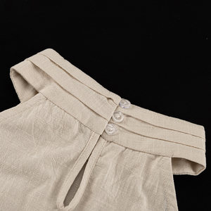 2025 New Design Buttoned Roll kragen pullover Khaki Cotton 2-teiliges Set Damen Ärmelloses Tanktop und Shorts Ladies Co Ord Sets Sommer - Product Image 6