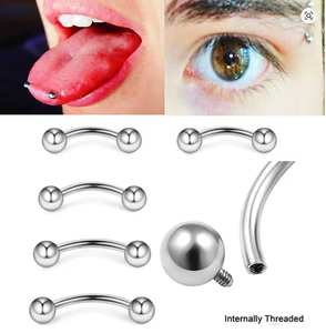 G23 titanio roscado internamente 16G barra curva pequeña <span class=keywords><strong>Vertical</strong></span> <span class=keywords><strong>Labret</strong></span> labio joyería con circón para Piercing de cejas para niños - Product Image 2