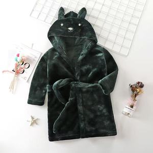 Pijamas de Orejas de Conejo para Niños, Pijamas de Franela para Niños y <span class=keywords><strong>Niñas</strong></span>, Pijamas Gruesos de Felpa Coral para Otoño/Invierno, Batas de Baño - Product Image 3