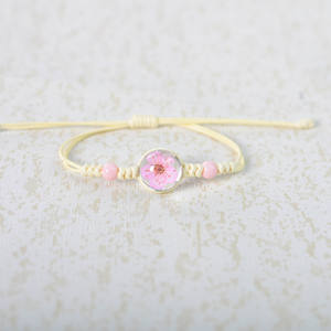 Bebeğin nefes ebedi çiçek reçine bilezikler ayarlanabilir halat kuru preslenmiş çiçek bileklik boncuk bilezik kadın kızlar için hediye - Product Image 3