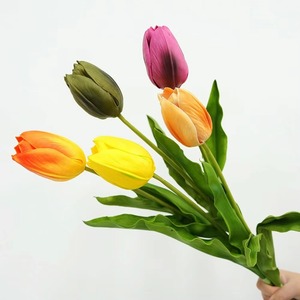 Venta al por mayor de alta calidad Artificial Real Touch PU tulipán Artificial naranja tulipán para la decoración de la boda de la Mesa del hogar - Product Image 4
