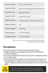 Multifunctionele digitale bodemtester: PH, vocht, temperatuur en lichtmeter met verlicht display - Product Image 4