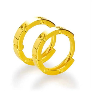 Pendientes de Aro para niños de oro de 18K, luz geométrica de moda, diseño de nicho de lujo, piedra Natural pequeña, venta al por mayor - Product Image 5