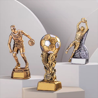Trophées de jeu de basket-ball de football en résine plaquée or HBL pour jeu MVP Souvenir