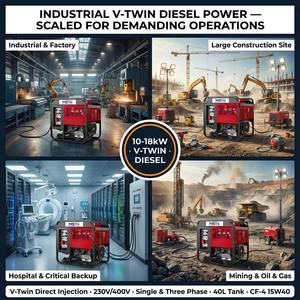 10kW 12kW 15kW 16kW 18kW Open Frame Diesel Generator V-Twin Direct Injection 230V/400V 24V DC Electric Start 50Hz Single <strong>Three</strong> - Product Image 3