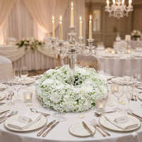 Couronne de fleurs pour table de mariage, support de bougies pour allée, fleurs artificielles assorties, décoration murale de fond, guirlande circulaire