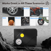 Compresseur d'air pour pneus 12V 80psi avec jauge analogique - Prise en charge PSI/ATM pour pneus de voiture