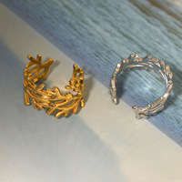 Bague tendance en acier inoxydable plaqué or 18 carats avec incrustation de motifs géométriques, bijoux pour femmes, accessoires pour les mains, ne se décolore pas