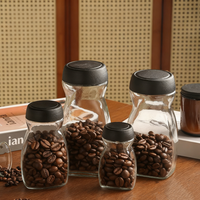 Vente en gros de pots en verre à café transparents de 200 ml, 400 ml, 800 ml, 900 ml avec bouchon en plastique noir, récipient vide pour café instantané, pour biscuits, sucre