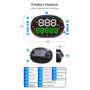 Head-up Display, Pantalla de 3 Pulgadas Universal para Automóvil, Velocímetro GPS con Velocidad, Hora, Brújula, Advertencia de Exceso de Velocidad - Product Image 4