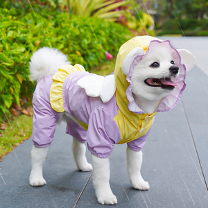 Manteau de pluie pour chien motif animal mignon violet jaune, imperméable, toutes saisons, vêtements pour animaux de compagnie - Product Image 3