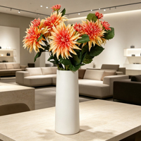 Fleur de dahlia artificielle à tige unique, fausse fleur en soie de couleur orange pour la décoration de la maison, des mariages et des hôtels
