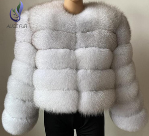 Vêtements d'extérieur artificiels moelleux d'usine Manteau en fourrure de renard Veste en cuir de mouton de couleur de haute qualité - Product Image 2