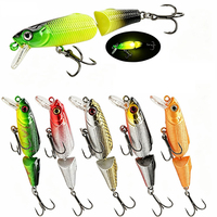 Leurre de pêche articulé multi-sections 2.6g 3.8g 6.5g 8g pour achigan, brochet et brochet d'eau douce, leurre dur articulé à action de nage large