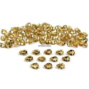ลูกแพร์สีเหลืองมะนาวขนาด4x6มม. อัญมณีเจียระไนสำหรับทำเครื่องประดับลูกปัดมุกซิทรีนธรรมชาติจากอินเดีย - Product Image 1
