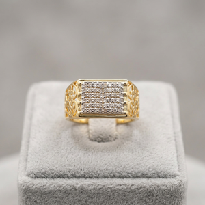 Stylish Luxury 24K Gold Cocktail Ring with Detailed Design Premium Men's Jewelry for Engagement Wedding Anniversary Parties <b>Gift</b> - Product Image 3