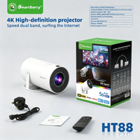Mini projecteur vidéo 2K HT88 avec haut-parleurs intégrés, WiFi sans fil, LCD portable, système de cinéma maison Android 11