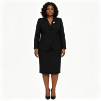 Costume de bureau pour femme grande taille, manches longues, robe de travail, tenue de carrière, longueur genoux, costumes formels