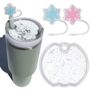 Décorations de paille scintillantes holographiques liquides en forme de sirène et coquillage pour gobelets - Product Image 4