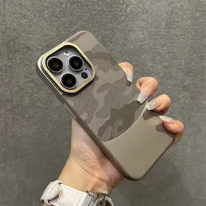 Napa Camo Adecuado para iPhone 15 Funda de teléfono para iPhone 14 Promax Nueva lente de metal 13 Protección