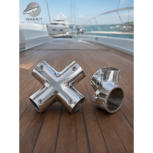 Conector de tubería de acero inoxidable pulido a espejo de 60 mm con unión cruzada para yates y embarcaciones marinas - Product Image 3