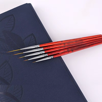 Vente chaude 6 9 12 18 24 Wood Pro Fabricant Personnalisé Long Cheveux Synthétiques Fins Rouge En Bois Nail Art Brosses Liner En Vrac