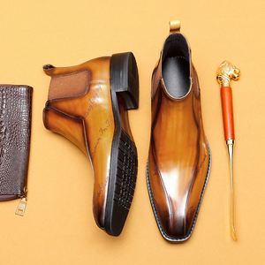 Botas Chelsea Formales para Hombre, de Piel Genuina, con Cordones, Estilo Business, de Caña Alta, Transpirables, Ligeras, para Bodas - Product Image 1