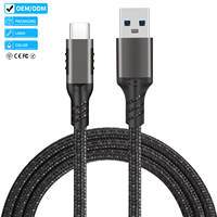 Kabel USB 3.2 a ke Tipe C 10Gbps 60W 3A Cangkang Aluminium Kabel Data Sinkronisasi dan Pengisian Daya untuk Laptop SSD Hard Drive Printer Mobil Meja Kerja