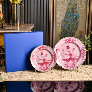 Luxury Pink Floral Ceramic Dinnerware Set Gold Rim Porcelain Plates Bowls Cups Teapot Vases Portable Dishwasher Safe for Elegant - Product Image 6