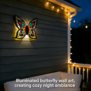 Vlinder Kolibrie Wanddecoratie Huisdecoratie Metaal 3D Vlinder Wanddecoratie Vlinder Glas met Solar Licht - Product Image 2