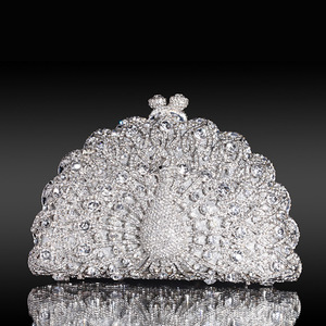 Nouvelle fête mode gland mariage Bling pochette sac à main sac de soirée femmes violet velours argent or bleu OEM Style Snap motif - Product Image 5