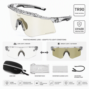 Lunettes de Soleil et de Sport Cyclisme Photochromiques avec Protection UV pour Hommes et Femmes VTT - Design Tendance à Lentilles Miroir - Product Image 1