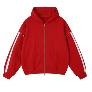 Custom Men's Oversized Full <b>Zip</b> Hoodie Heavyweight Cotton Fleece Streetwear Hooded Sweatshirt Custom Logo OEM ODM - Product Image 1